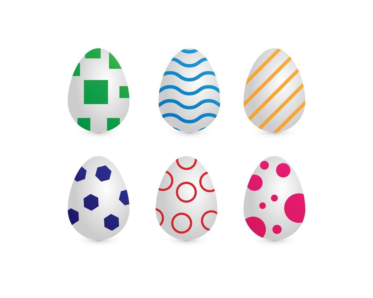 Felices Pascuas. conjunto de huevos de pascua con textura diferente sobre un fondo blanco. vacaciones de primavera. vector