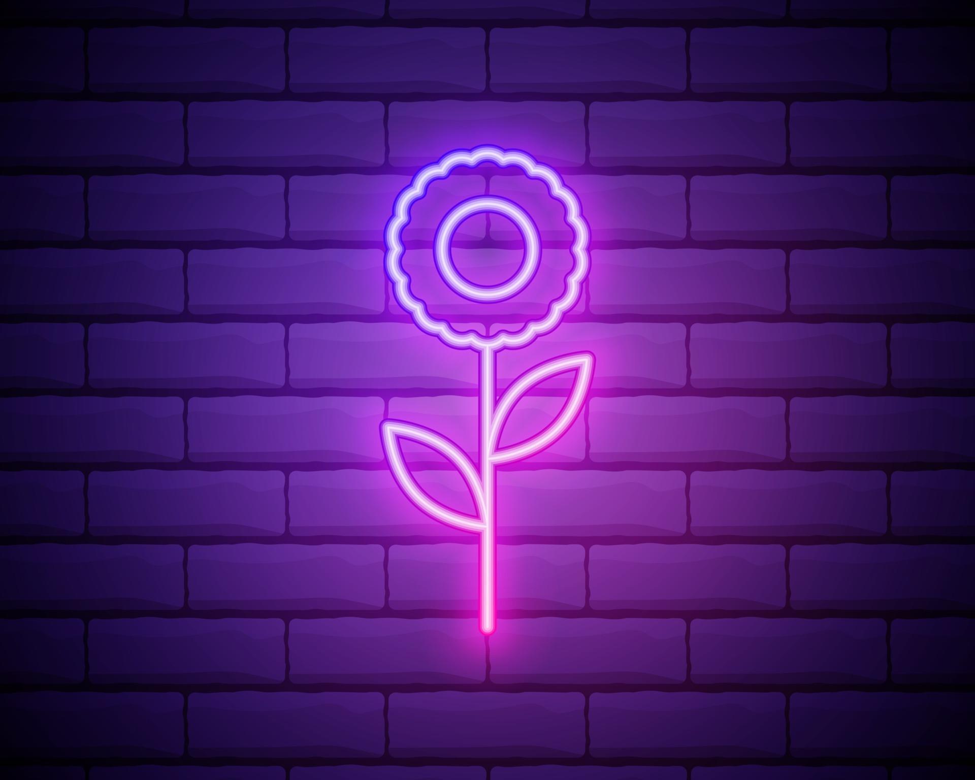 Flower pink glowing neon ui ux icon. Glowing sign logo vector. Glowing