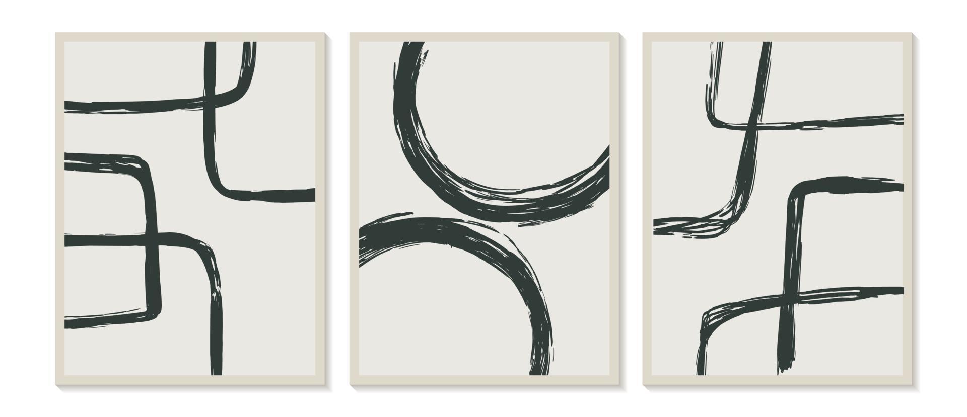Contemporary templates with organic abstract shapes and line in retro colors. Pastel boho background in minimalist mid century style vector Illustration