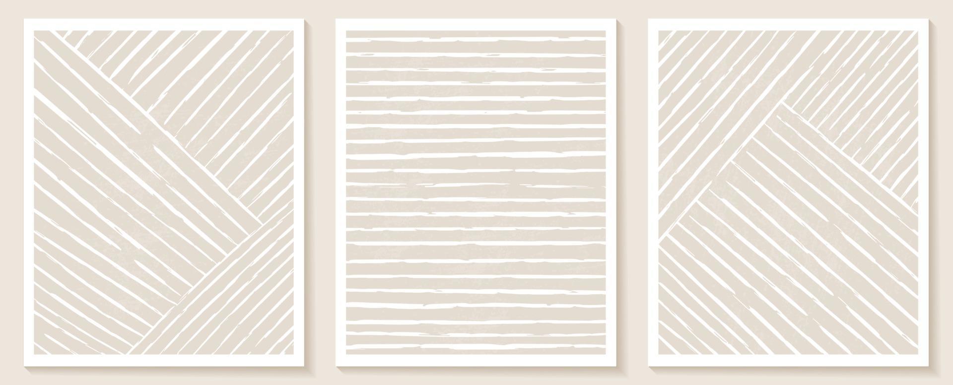 Contemporary templates with organic abstract shapes and line in nude colors. Pastel boho background in minimalist mid century style vector Illustration