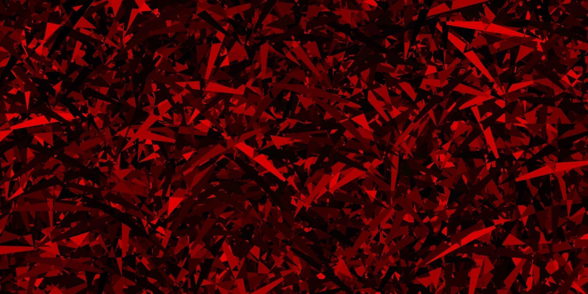 Dark red vector backdrop with triangles, lines.