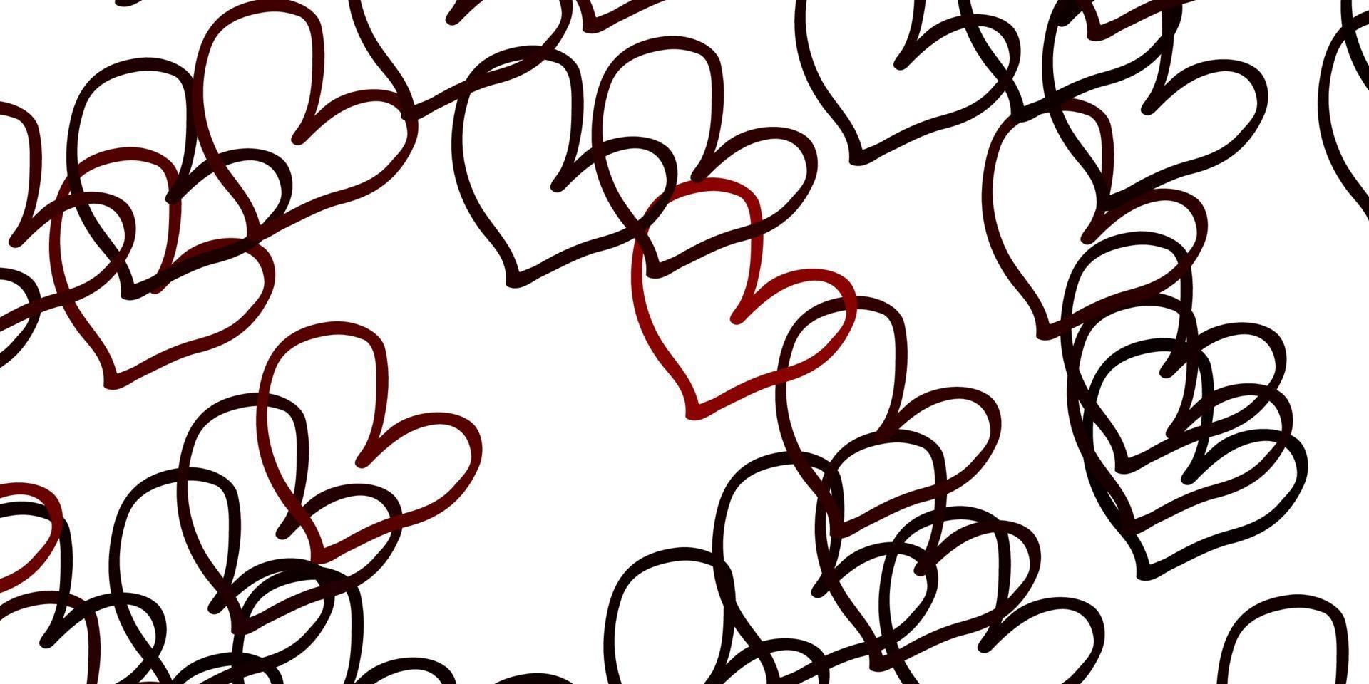Light Red vector background with Shining hearts.
