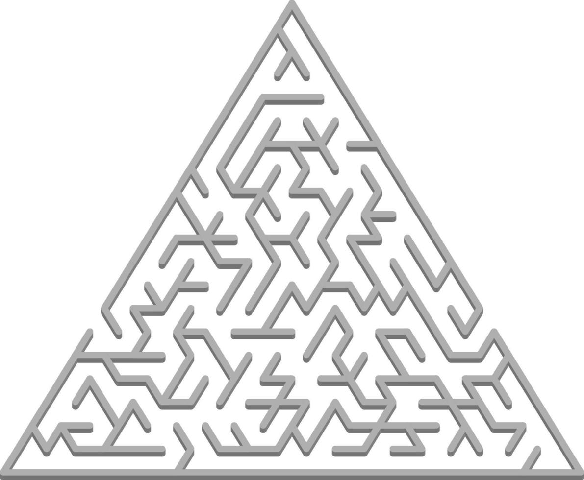 Vector template with a gray triangular 3D maze, puzzle.