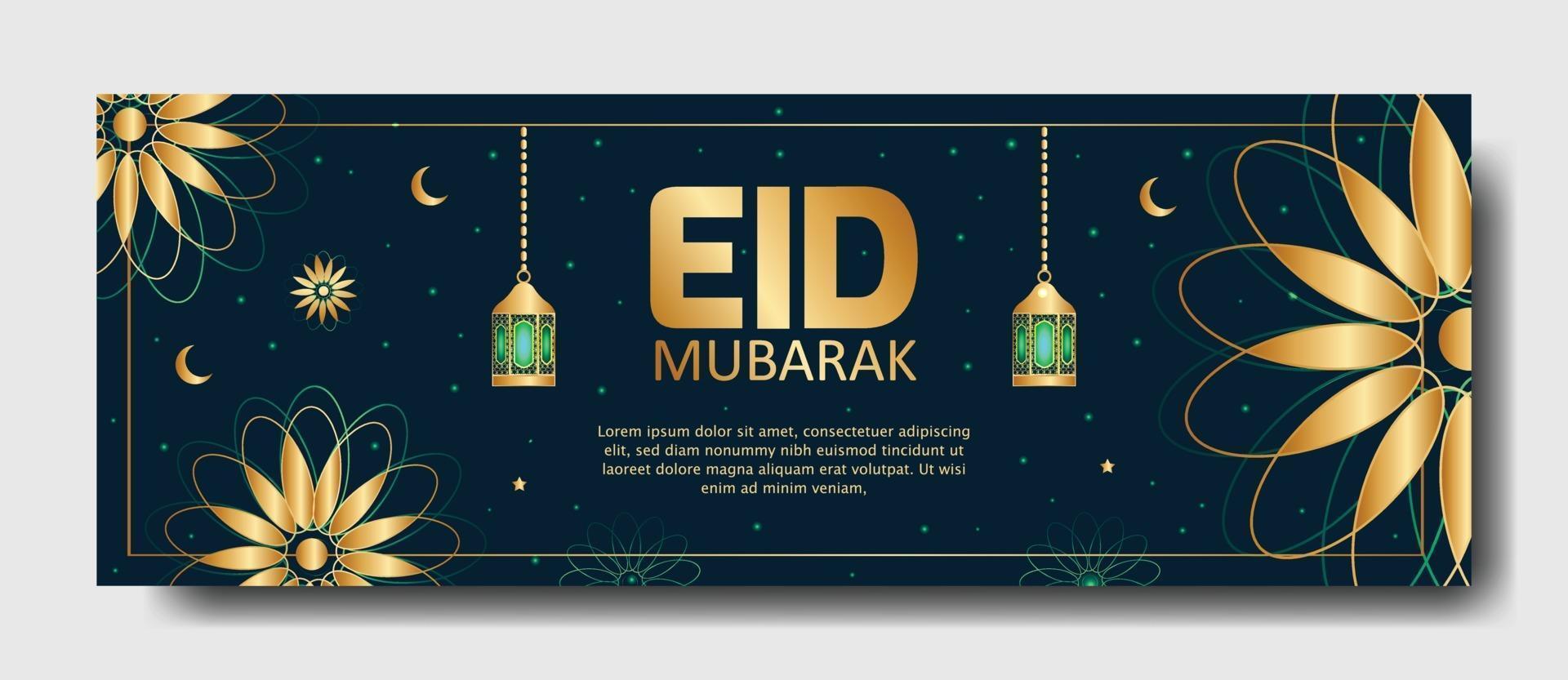 Eid Mubarak banner or poster design. editable Islamic background template vector