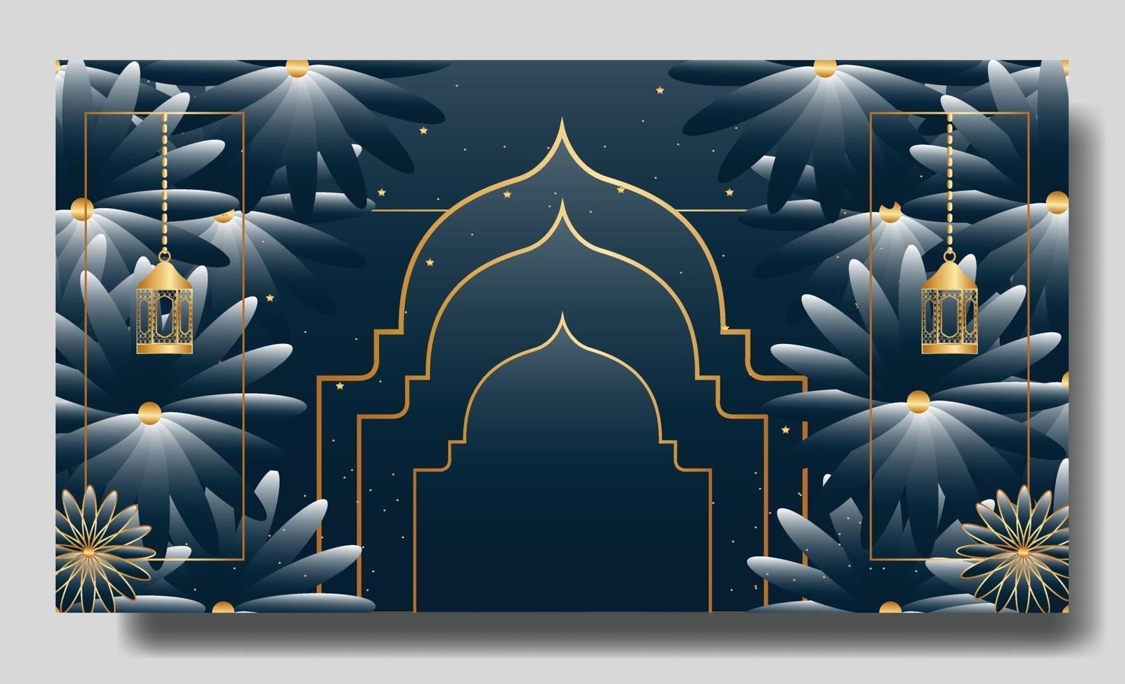 Islamic background with followers full editable template vector