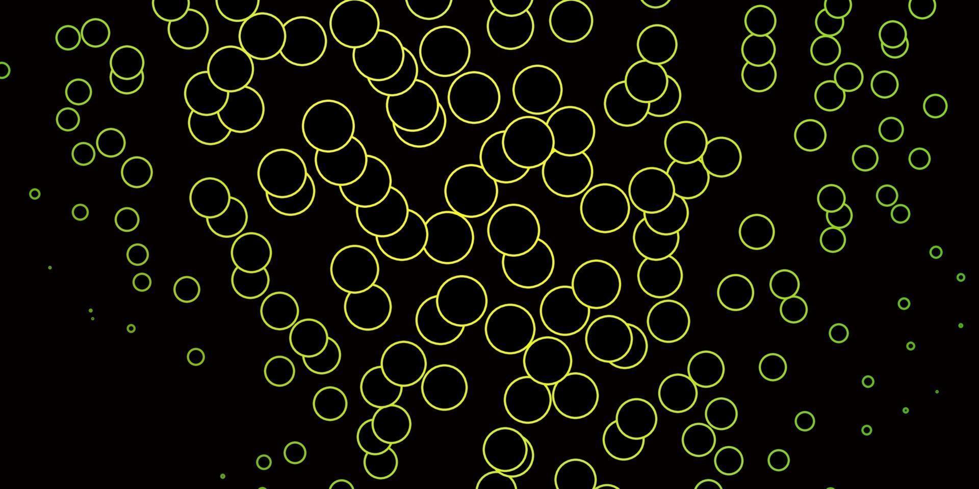 Fondo de vector verde oscuro, amarillo con círculos.