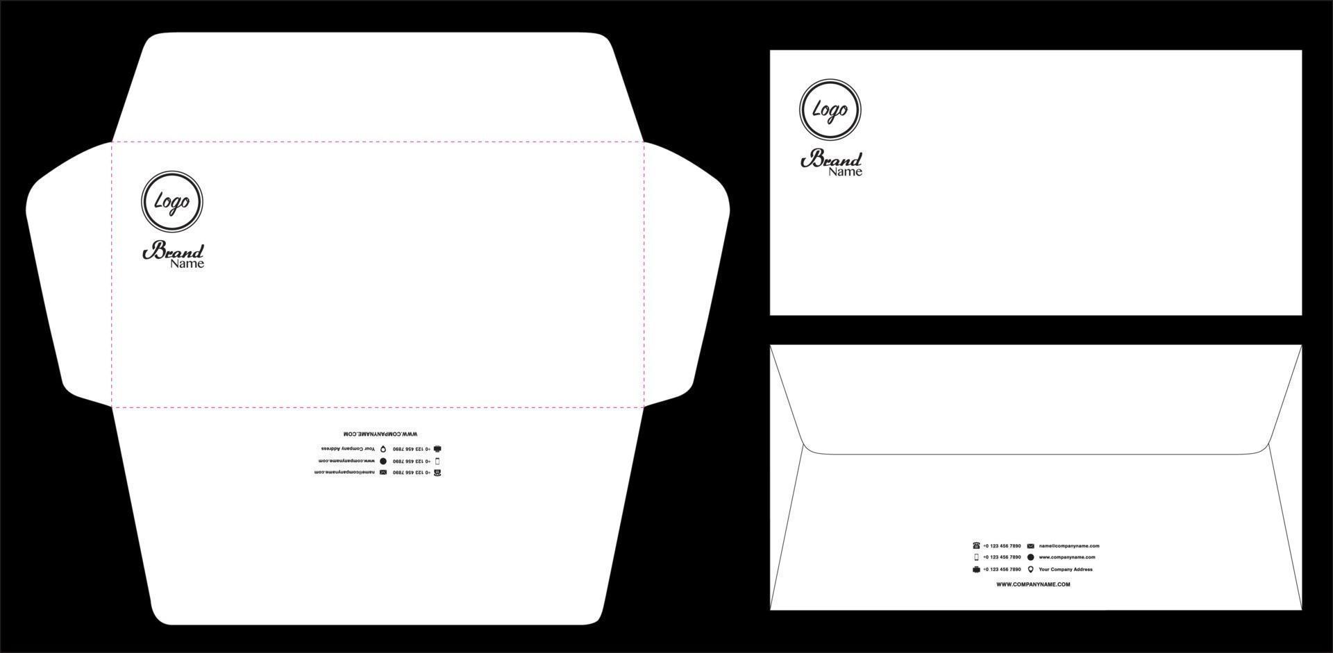 vector de plantilla de maqueta de troquelado de sobre