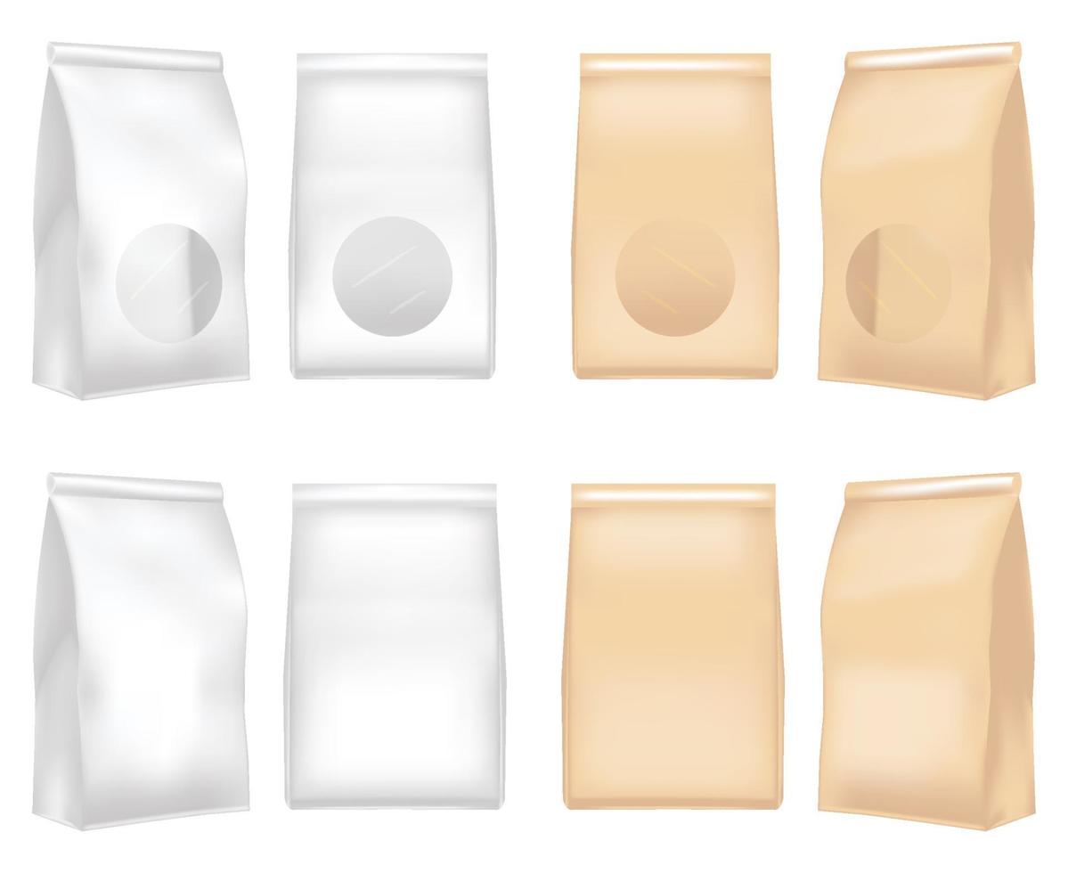 Plastic and paper bag vector