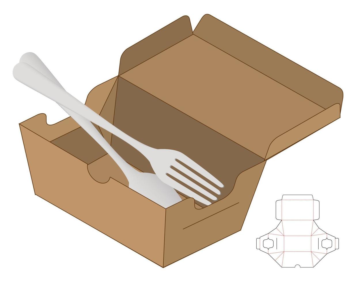 diseño de plantilla troquelada de embalaje de caja. Maqueta 3d vector