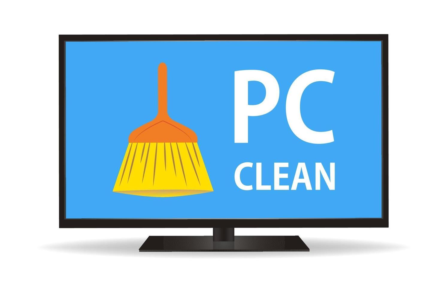 pc monitor with clean brush vector