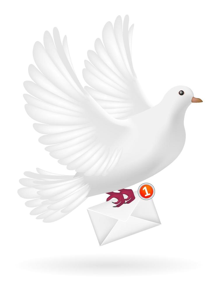 white pigeon bird sending white envelope letter vector