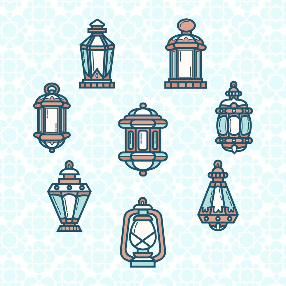 Cute Lantern of Ramadan Icon vector