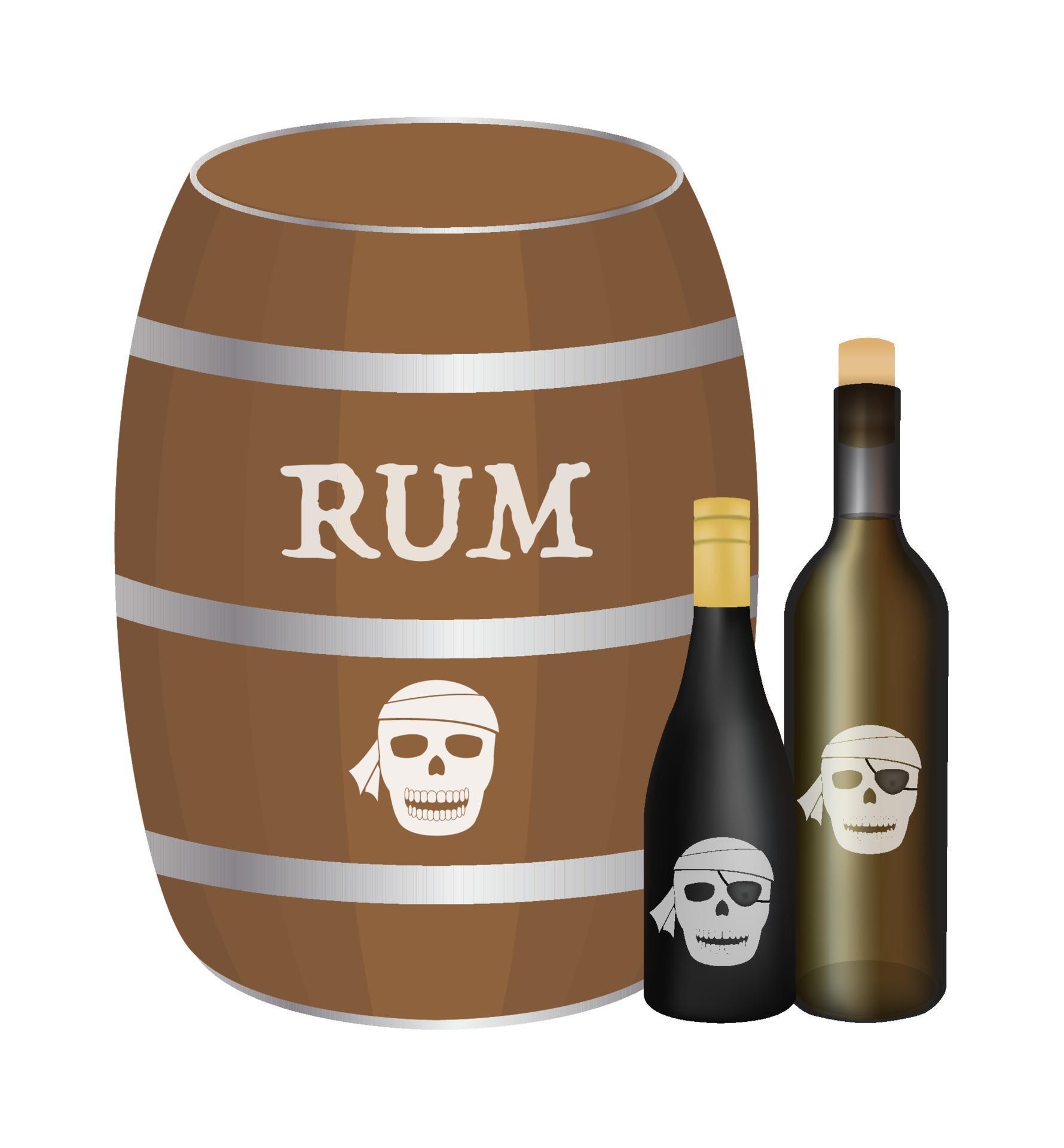 rum barrel and rum bottle 2271813 Vector Art at Vecteezy