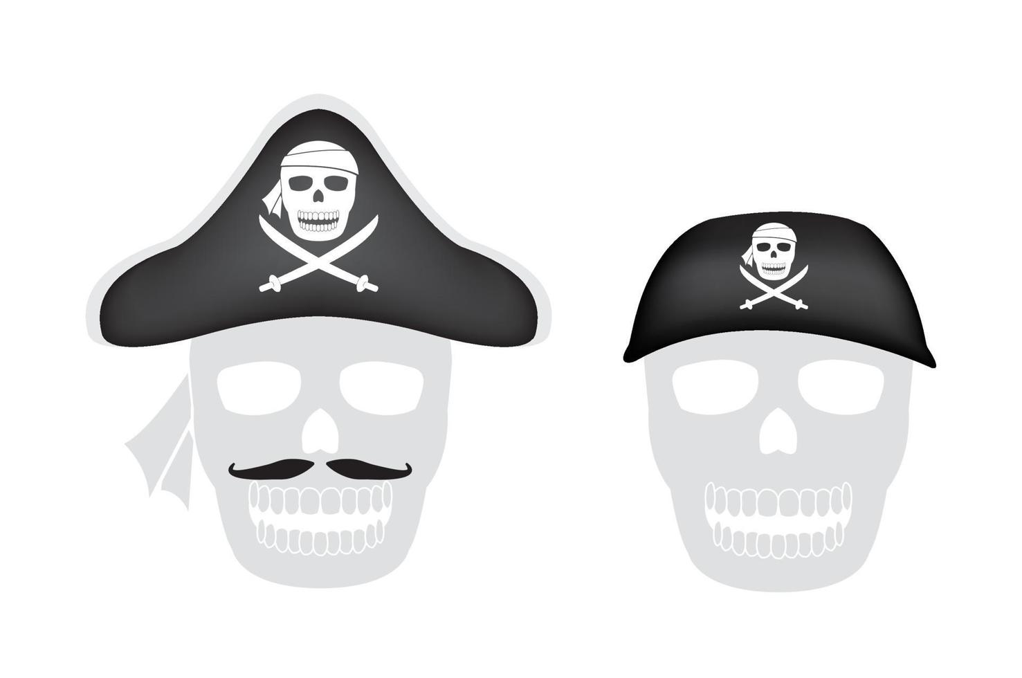 Pirate hat on a pirate skull head vector