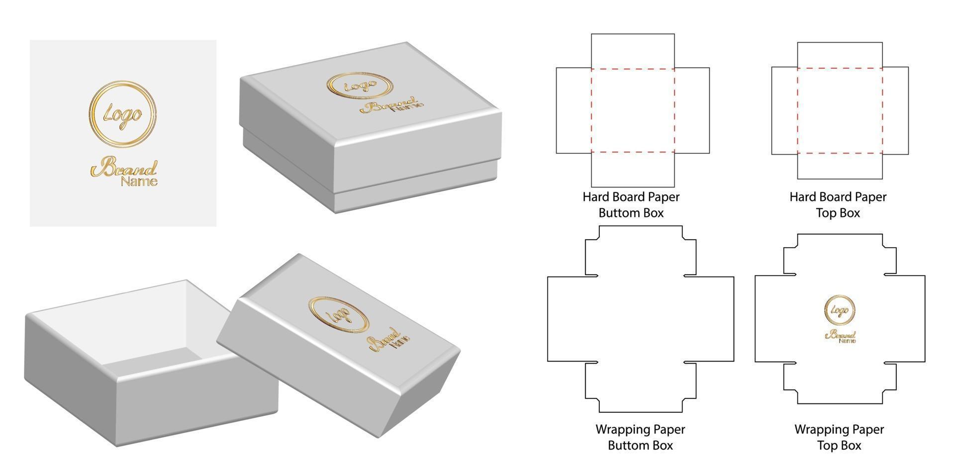 diseño de plantilla troquelada de embalaje de caja. Maqueta 3d vector