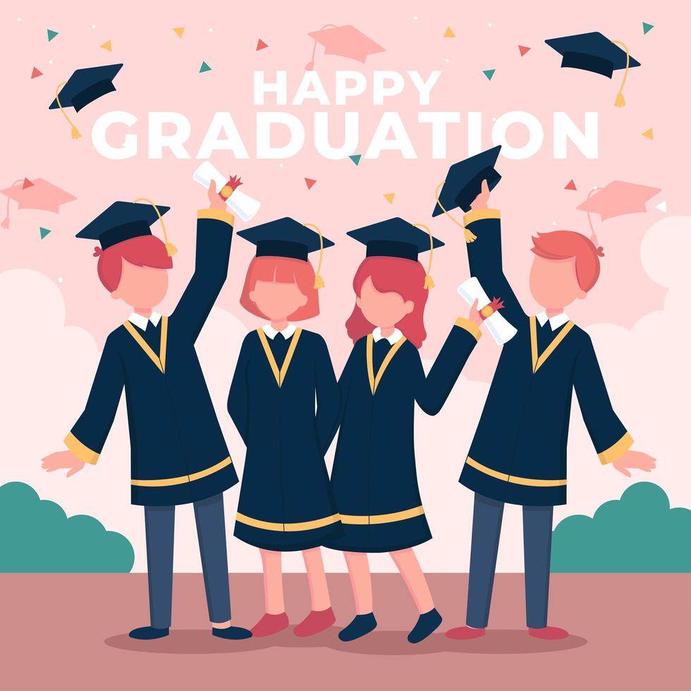 College Students Celebrating Their Graduation vector