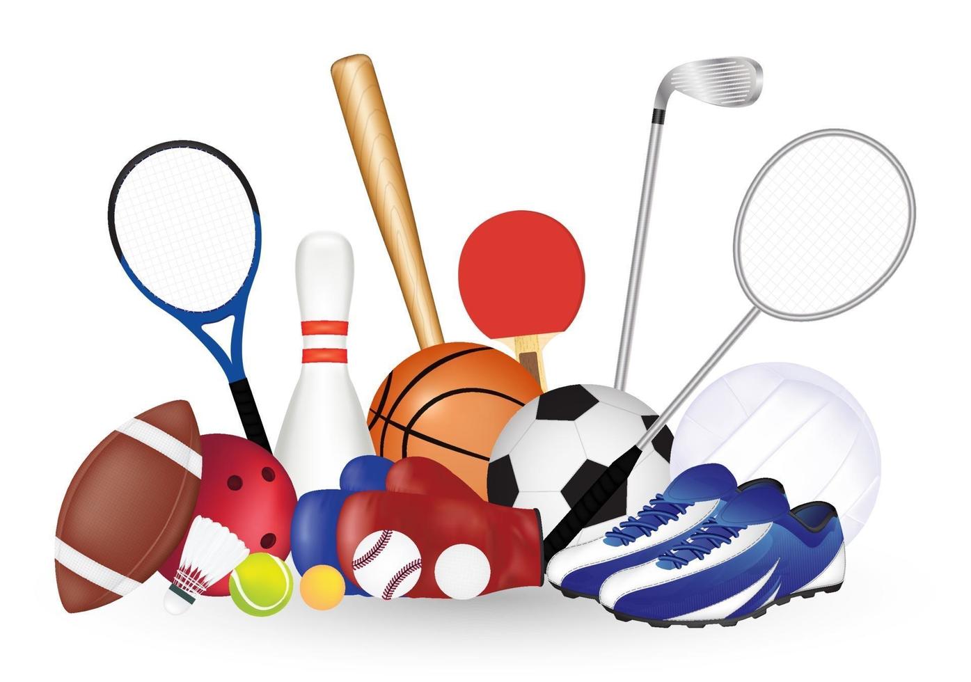 group of sport equipment vector