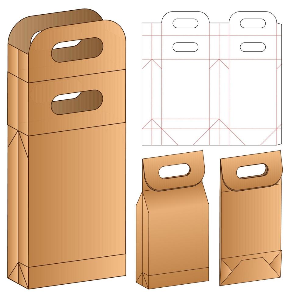 diseño de plantilla troquelada de embalaje de caja. Maqueta 3d vector