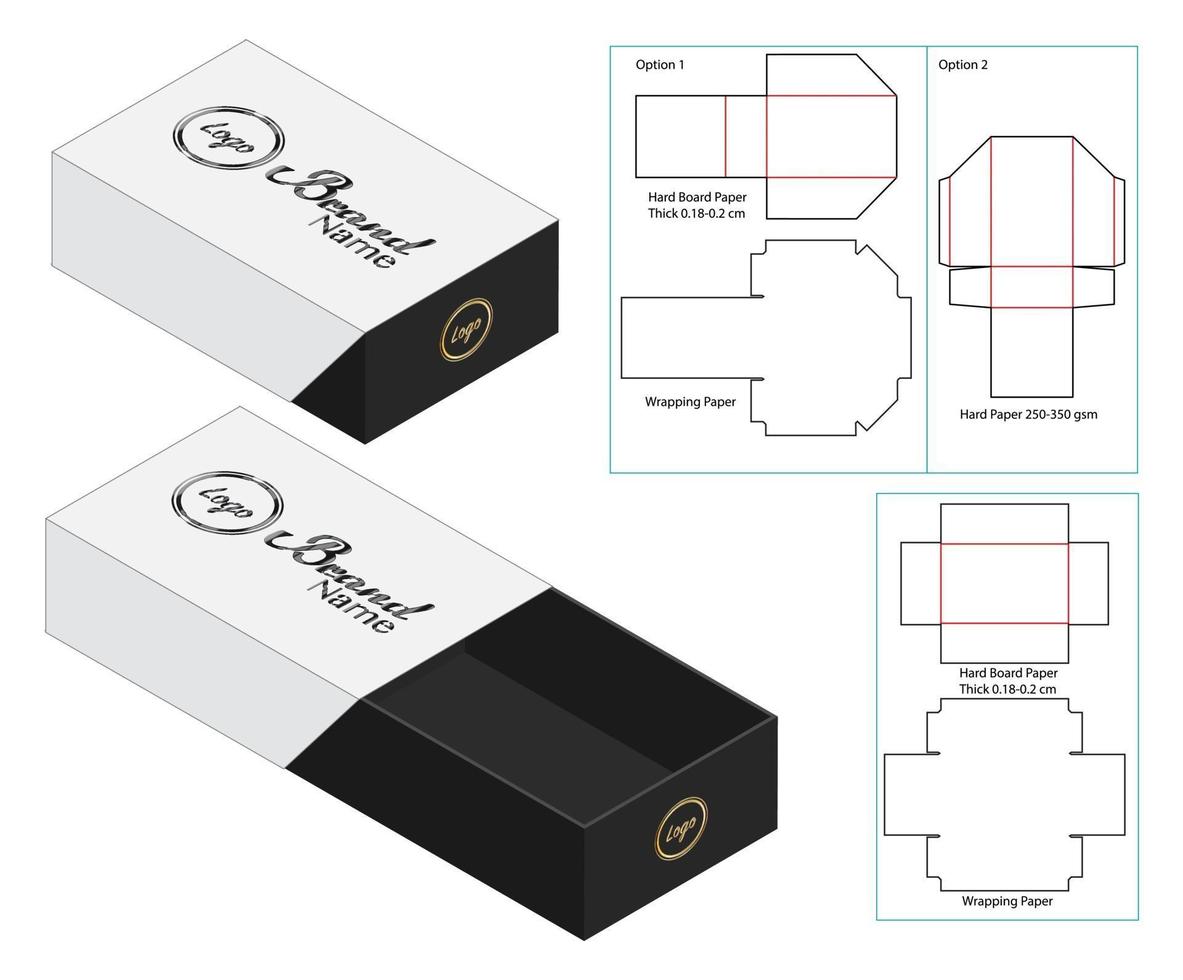 diseño de plantilla troquelada de embalaje de caja. Maqueta 3d vector