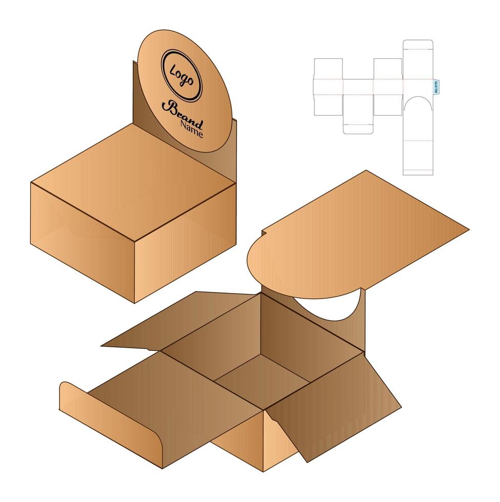 Box packaging die cut template design. 3d mock-up vector
