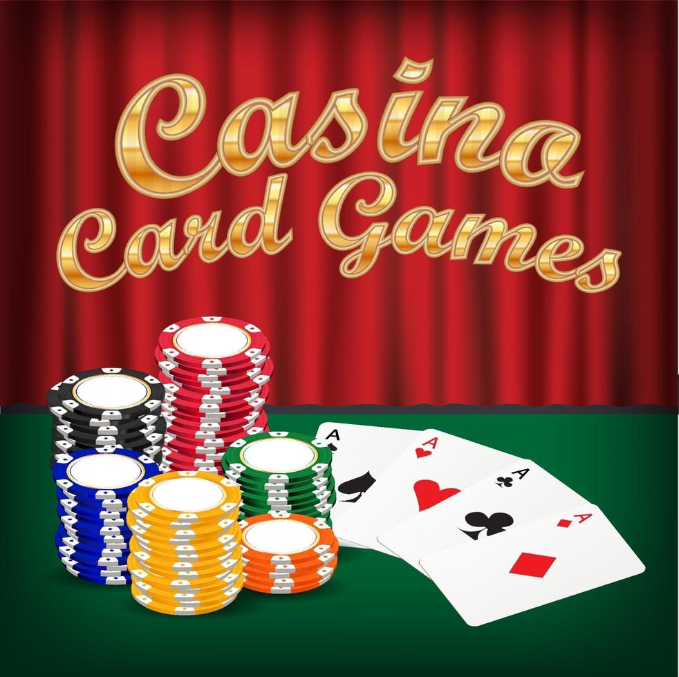 juego de cartas con pila de fichas de casino vector