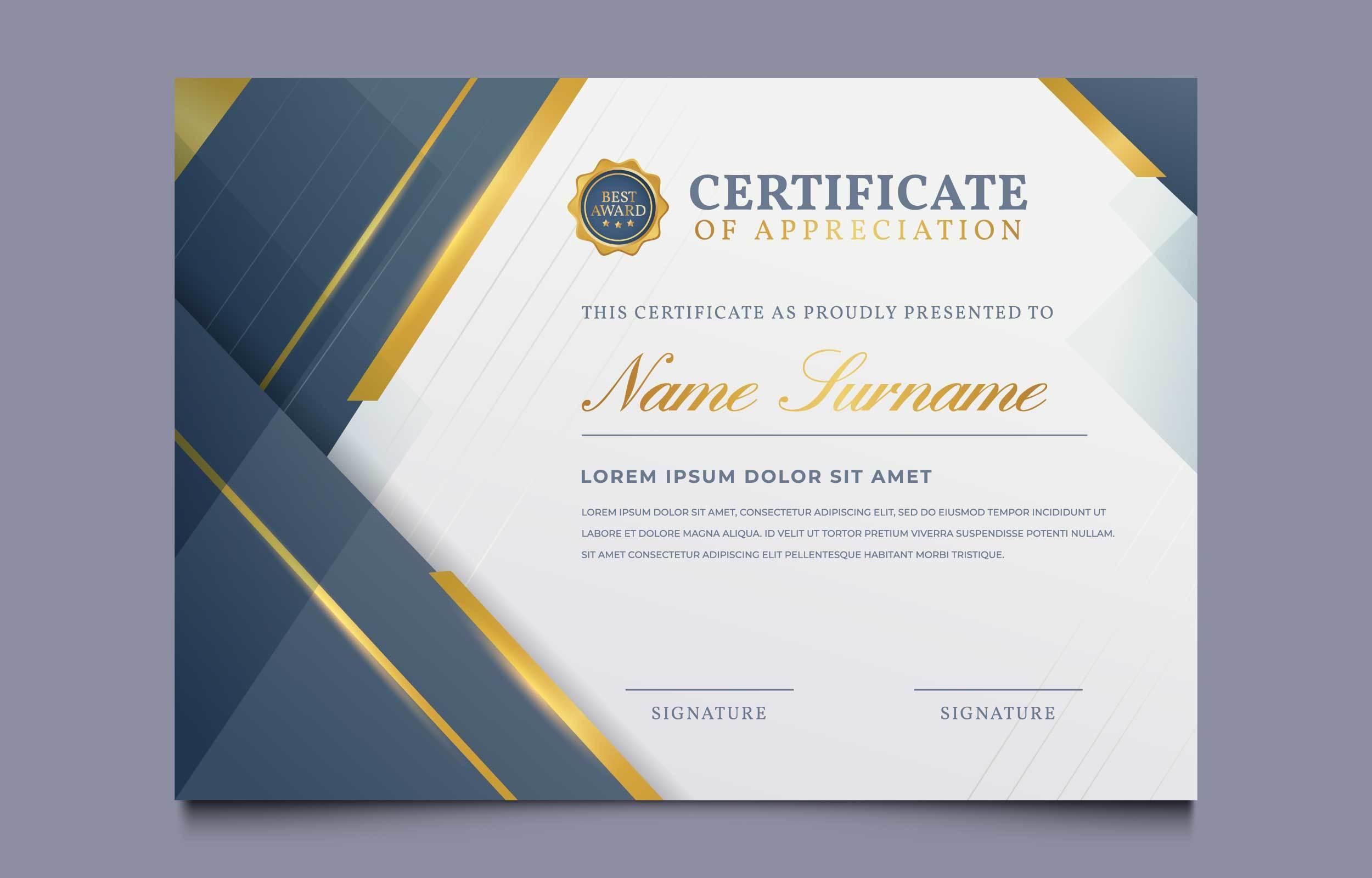 Certificate Of Appreciation Template 2271979 Vector Art At Vecteezy