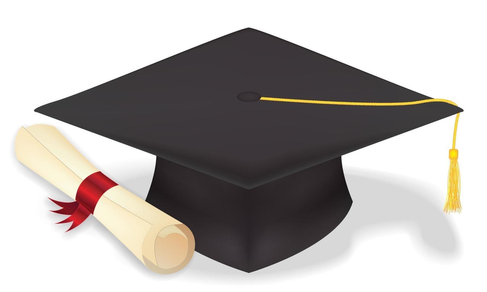 sombrero de graduación de estudiante con diploma vector eps10
