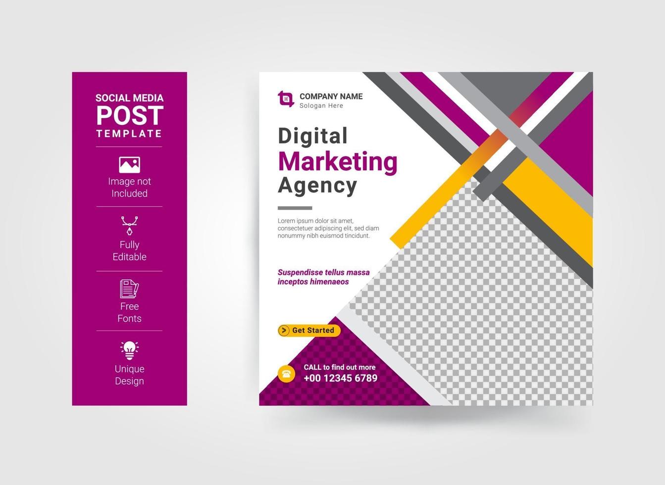 Digital marketing social media post template vector