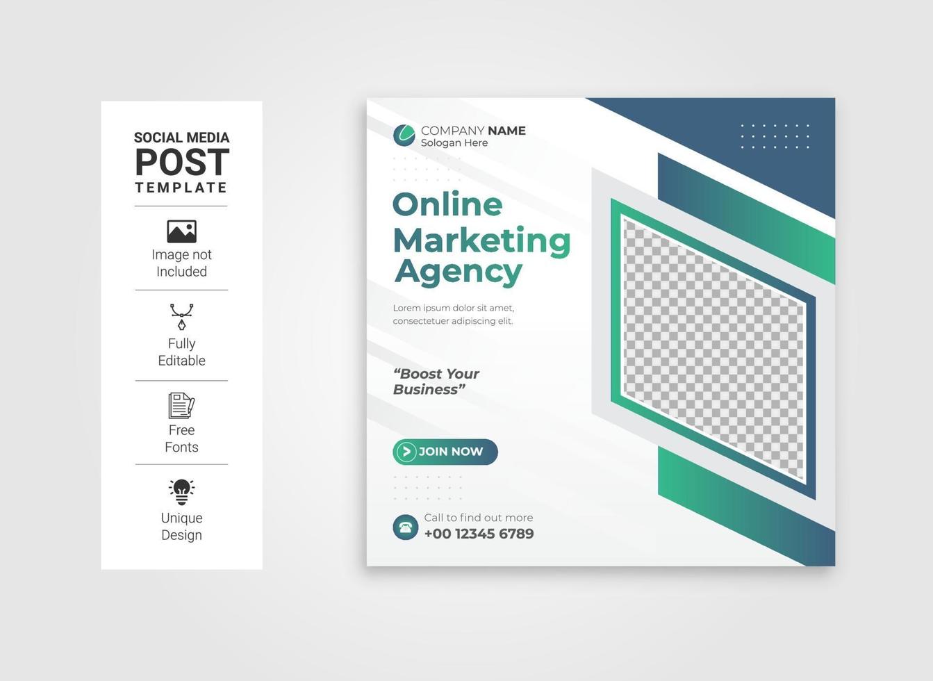 Digital business marketing banner for social media post template. vector