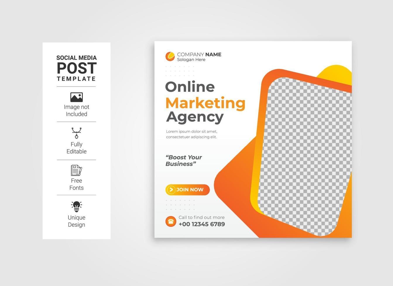 Digital marketing live webinar and corporate social media post template vector