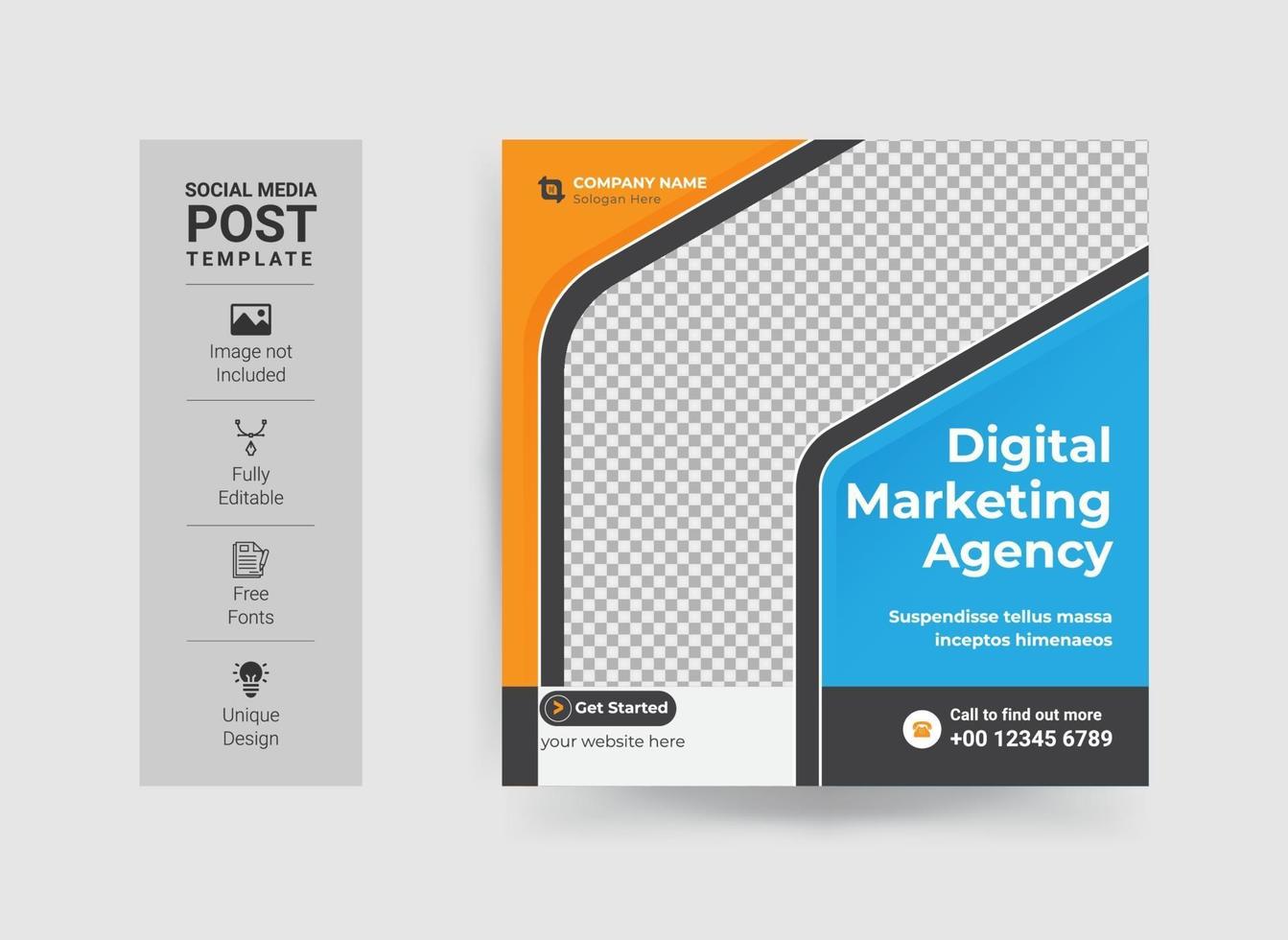 Digital marketing social media post template vector