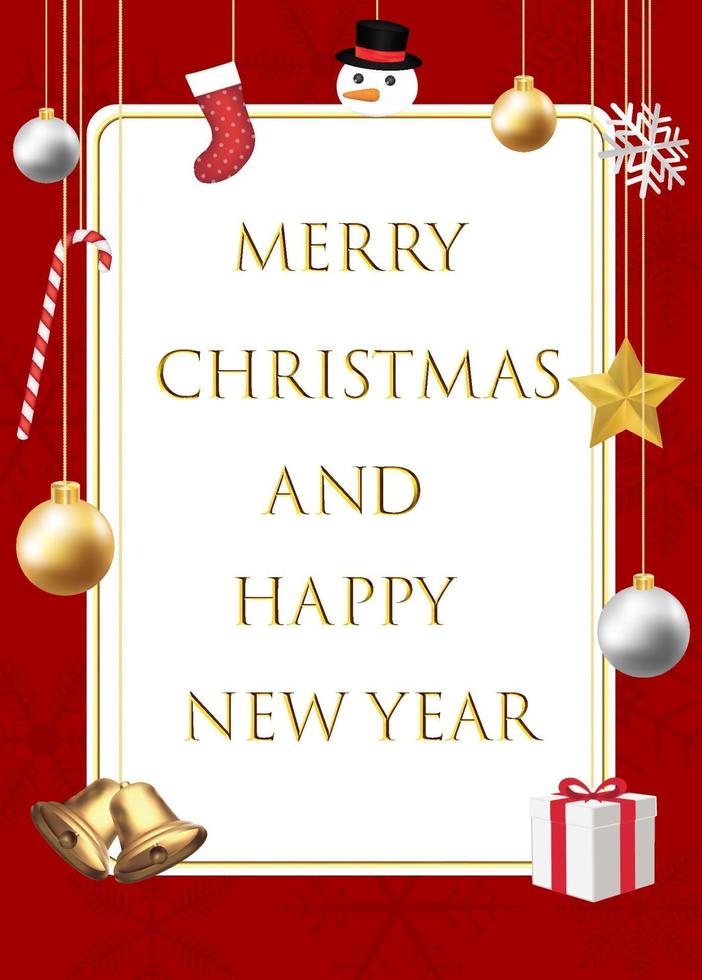 merry christmas and happy new year with decorative vector