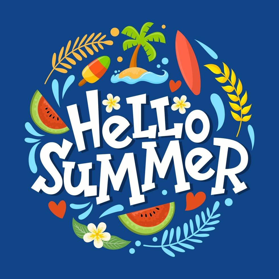 Hello Summer Background Concept vector