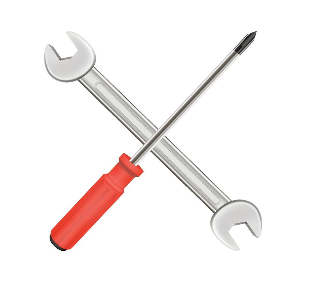 cross wrench and screwdriver logo vector