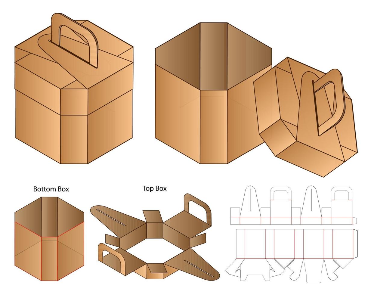 Box packaging die cut template design. 3d mock-up vector