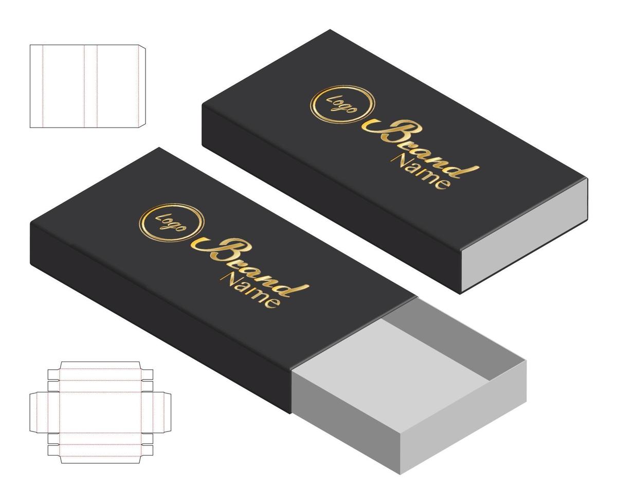 Box packaging die cut template design. 3d mock-up vector