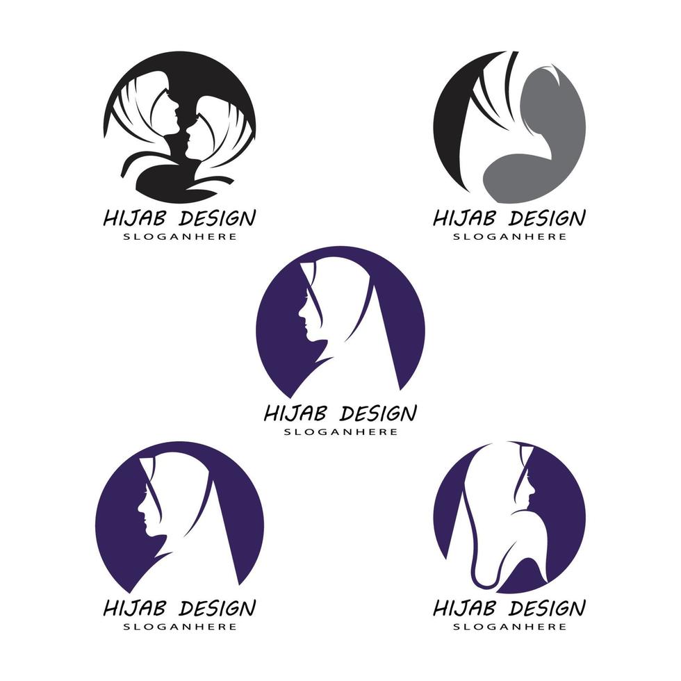 Muslimah hijab logo plantilla diseño ilustración vectorial vector