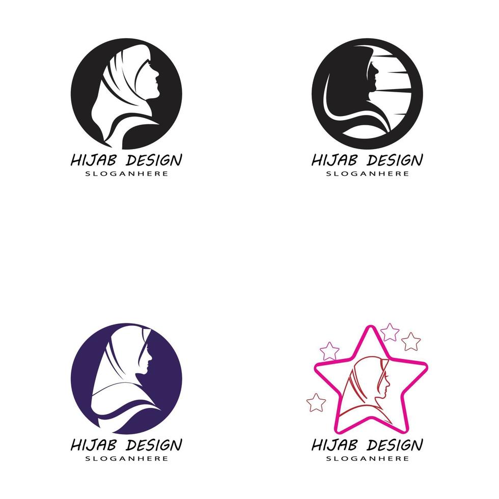 Muslimah hijab logo plantilla diseño ilustración vectorial vector