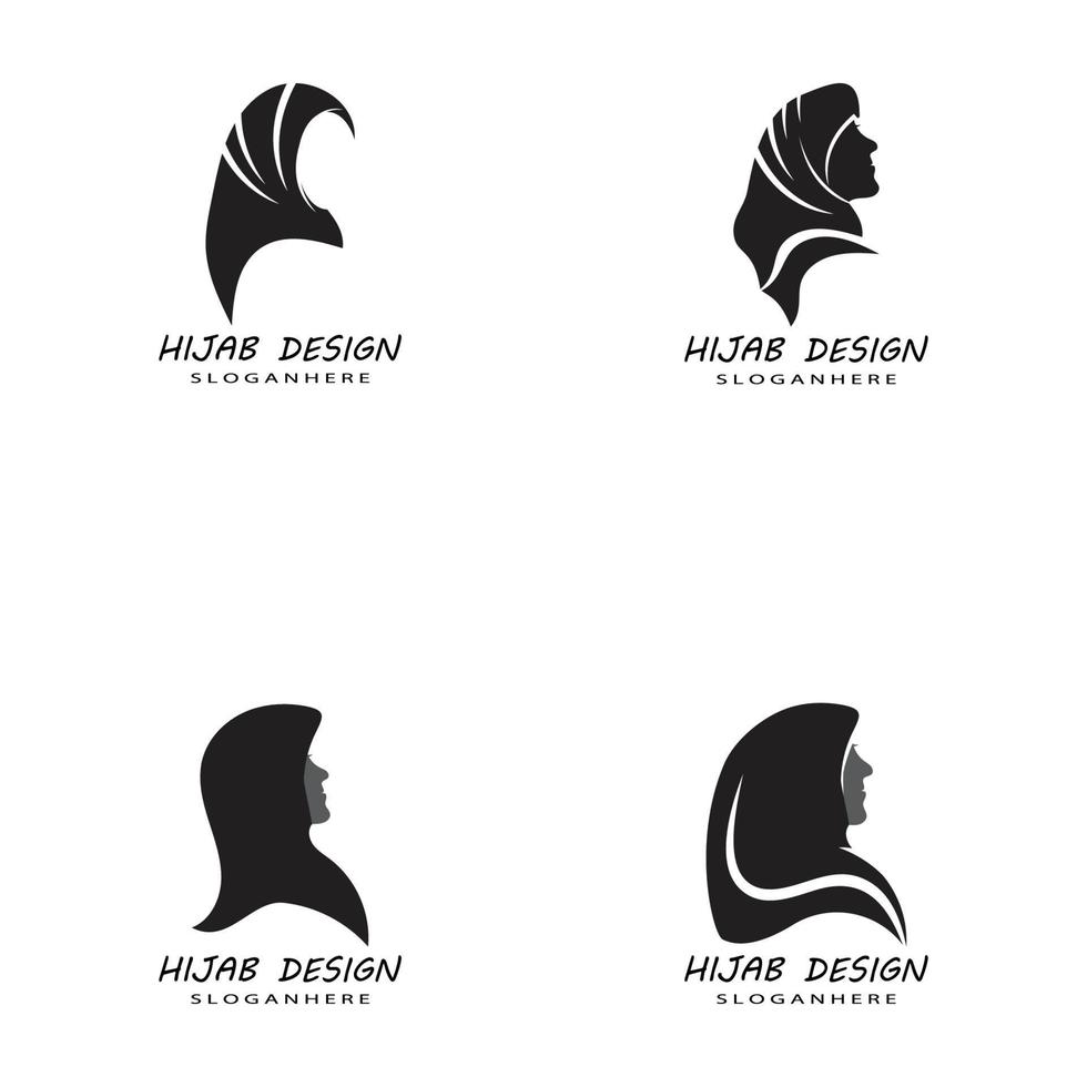 Muslimah hijab logo plantilla diseño ilustración vectorial vector