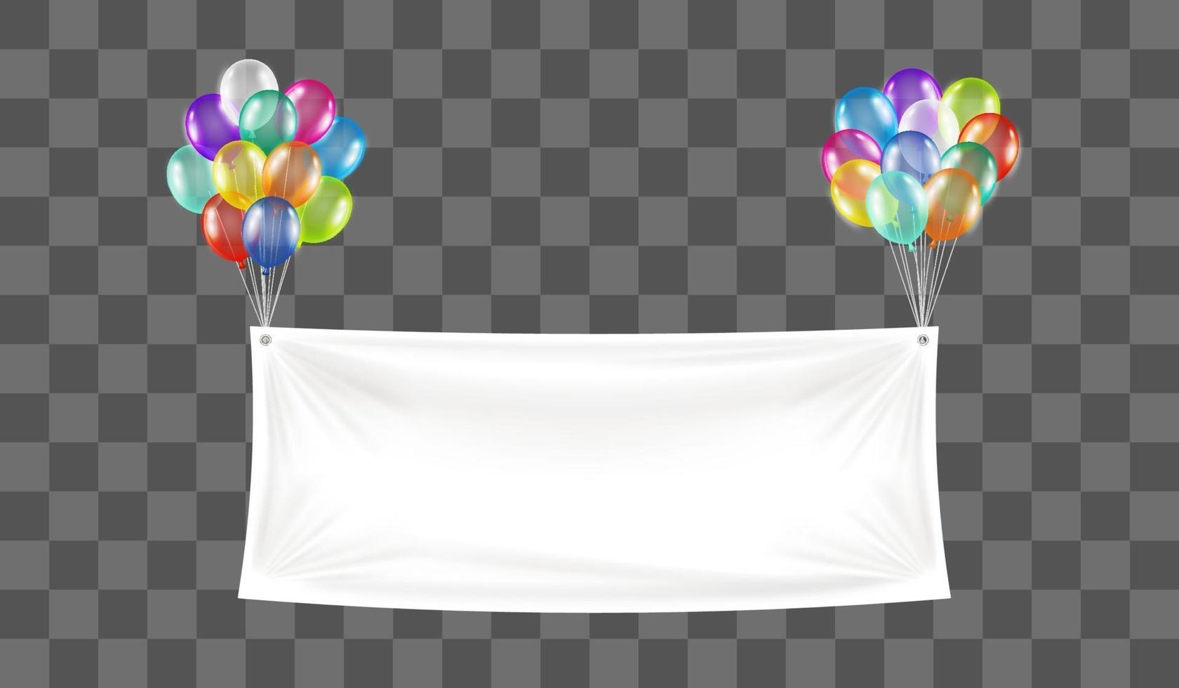 white vinyl banner floating with colorful balloon vector