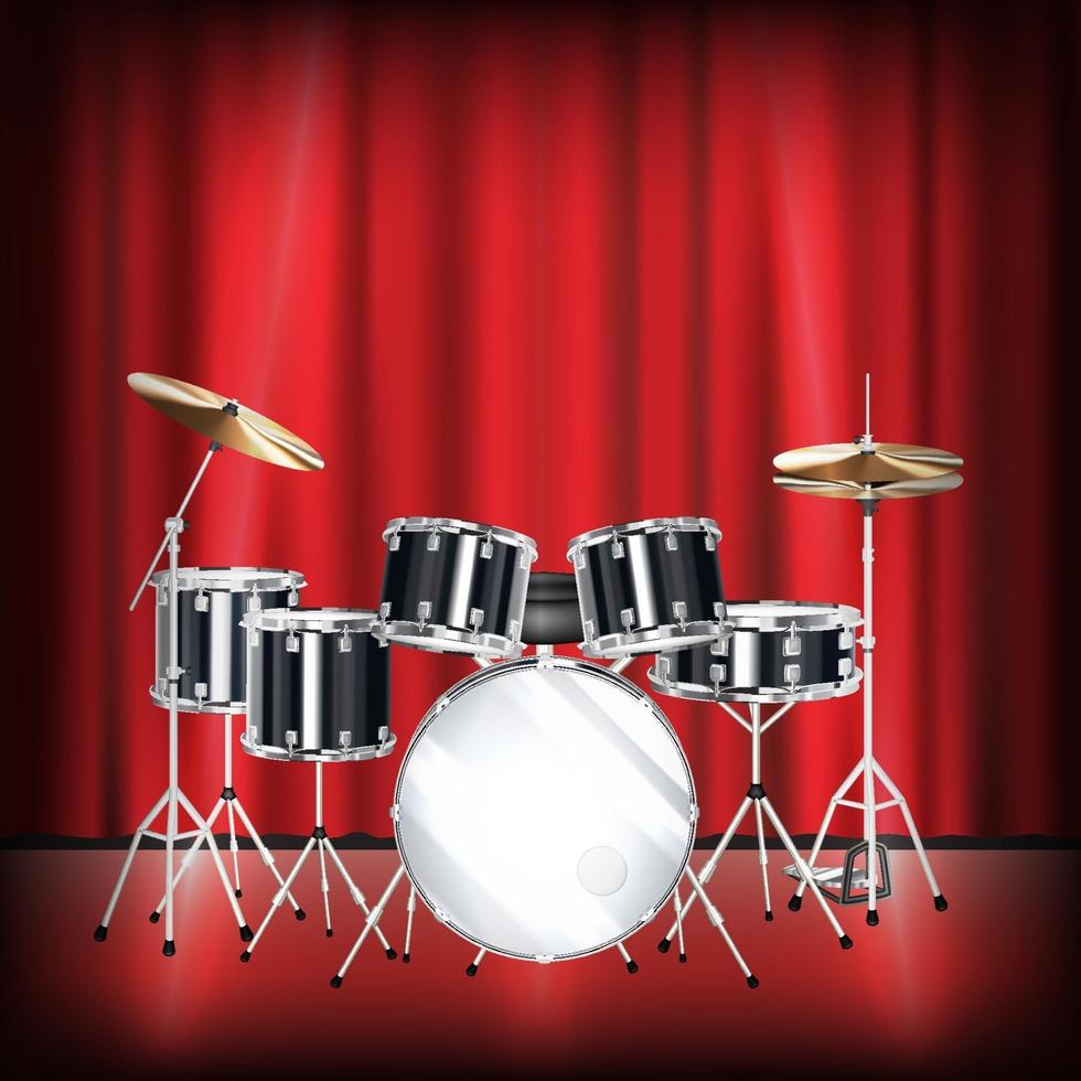 real drum set on a show stage vector