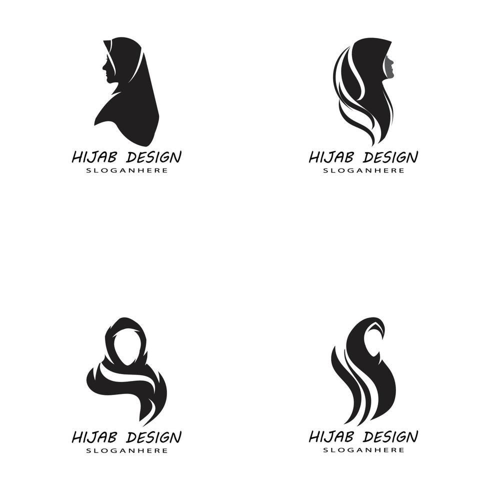 Muslimah hijab logo plantilla diseño ilustración vectorial vector