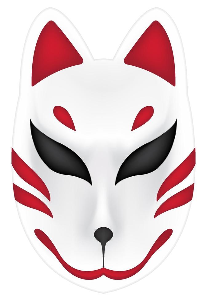 Cortar comodidad cáncer Máscara de kitsune de zorro de Japón sobre fondo blanco. 2272133 Vector en  Vecteezy