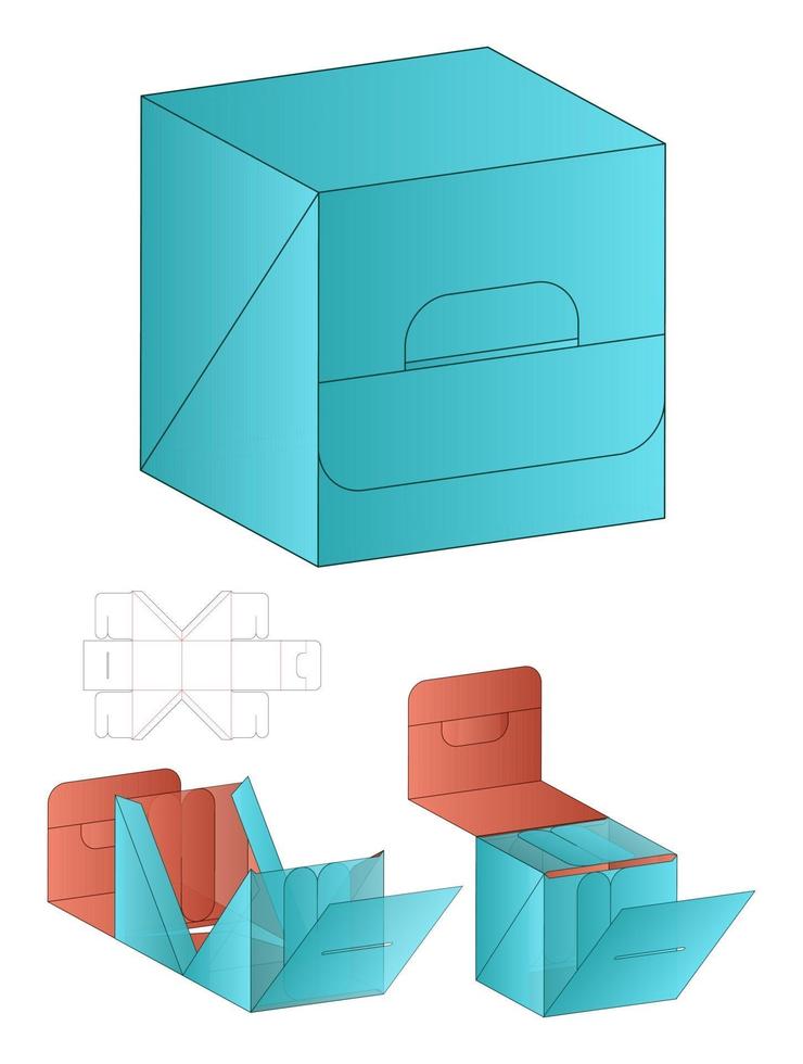 diseño de plantilla troquelada de embalaje de caja. Maqueta 3d vector