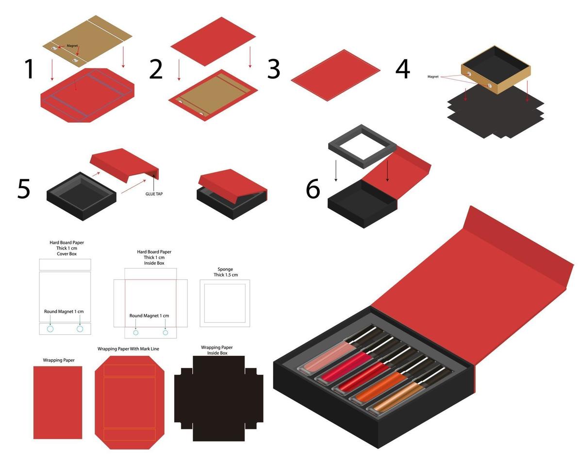 Box packaging die cut template design. 3d mock-up vector