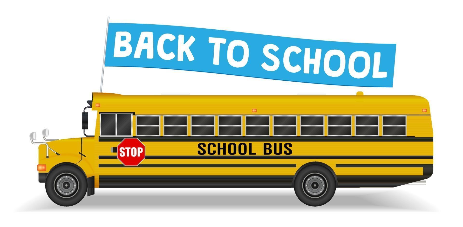 back to school flag on school bus vector