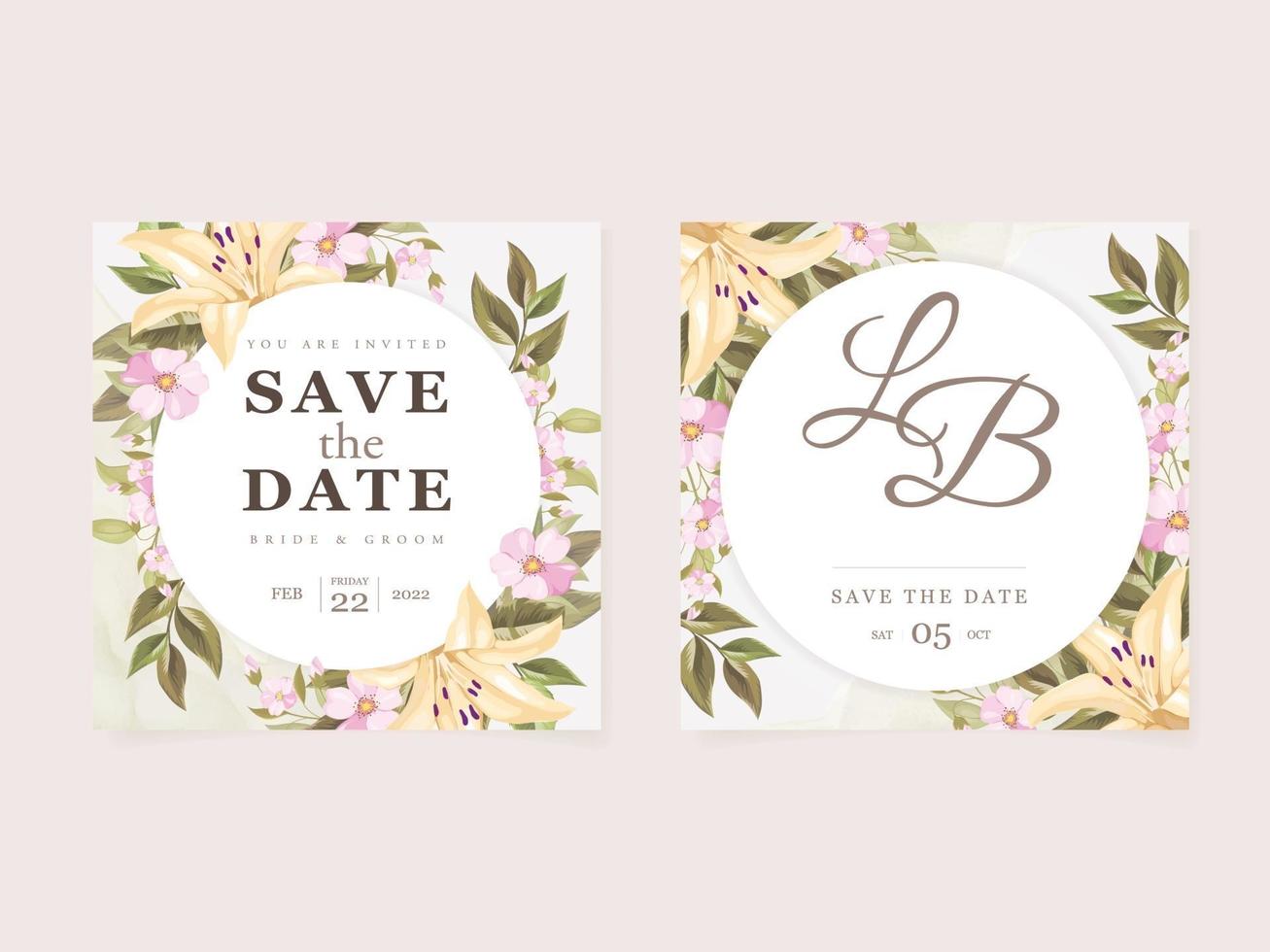 Wedding Invitation Card Floral Template vector