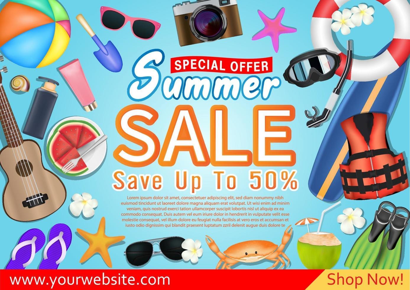 cartel de promoción de oferta especial de oferta de verano vector