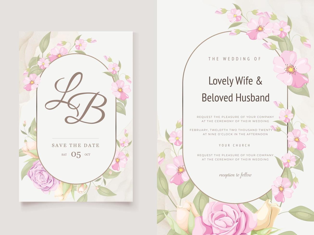 Wedding Invitation Card Floral Template vector