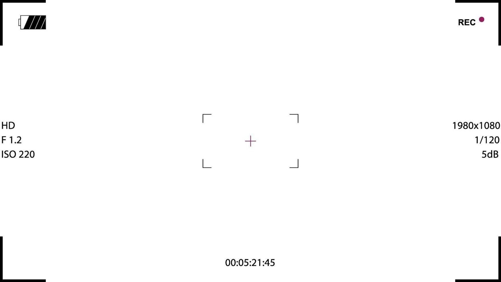 viewfinder video camera template white screen with focus zoom and ISO viewfinder video camera template white screen with focus zoom and ISO